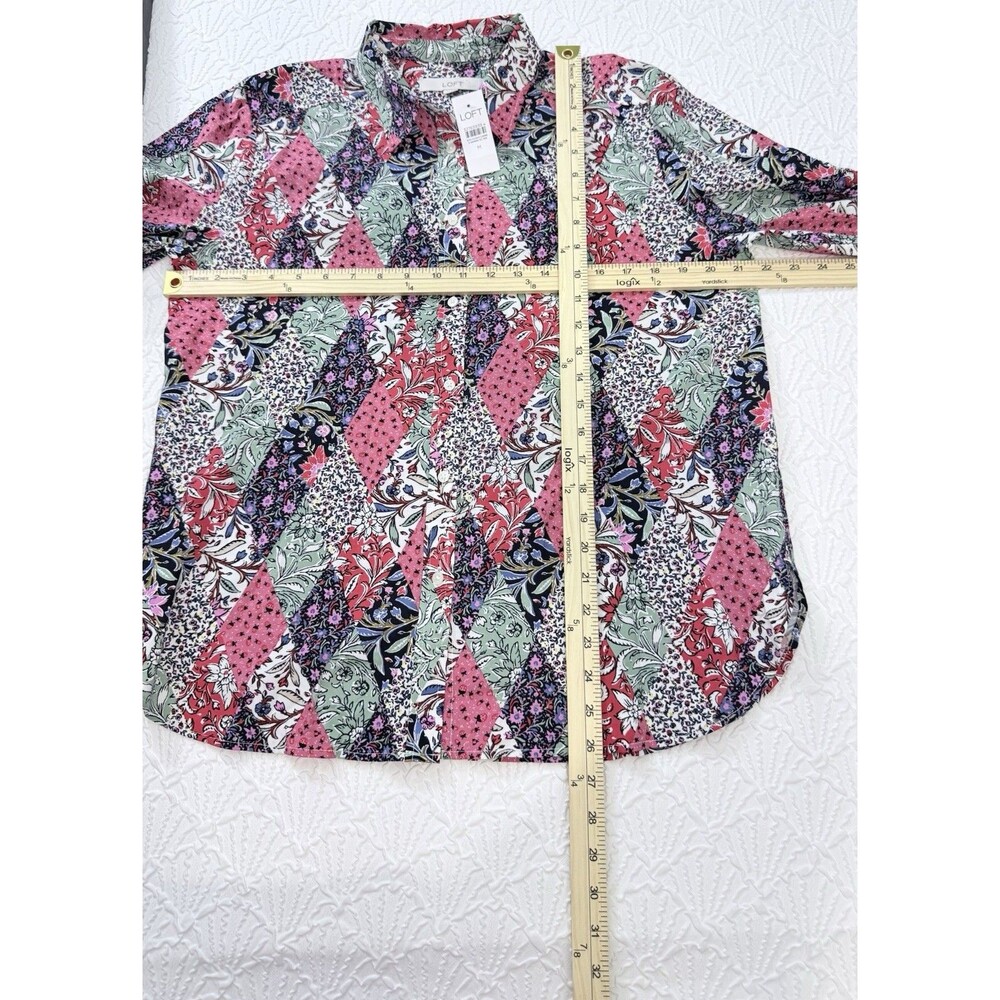 LOFT patchwork floral print button-down shirt. Si… - image 4